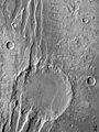 (5) Disrupted crater at Acheron Fossae in black-white ESA222973.jpg