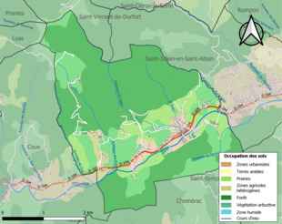 Kolorowa mapa przedstawiająca zagospodarowanie terenu.