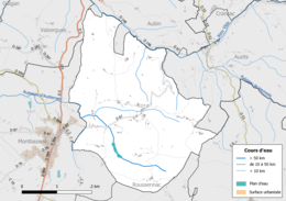 Színes térkép, amely az önkormányzat vízrajzi hálózatát mutatja