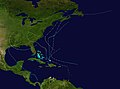 This map shows the tracks of all tropical cyclones in the 1940 Atlantic hurricane season. Public domainPublic domainfalsefalse This work has been released into the public domain by its author, Nilfanion. This applies worldwide. In some countries this may not be legally possible; if so: Nilfanion grants anyone the right to use this work for any purpose, without any conditions, unless such conditions are required by law.