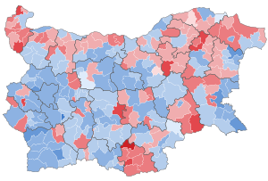 2011 Bulgaria Presidential election first round results by municipality.svg