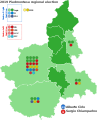 2019 Piedmontese regional election: winning party and seat totals by province.