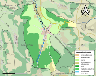 Barevná mapa znázorňující využití půdy.