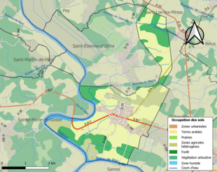 Kolorowa mapa przedstawiająca użytkowanie gruntów.