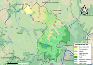 Barevná mapa znázorňující využití půdy.