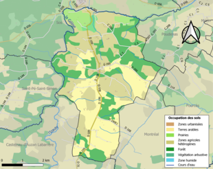 Barevná mapa znázorňující využití půdy.