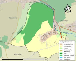 Barevná mapa znázorňující využití půdy.