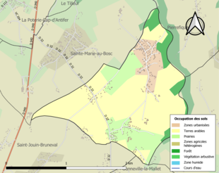 Kolorowa mapa przedstawiająca użytkowanie gruntów.