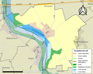 Carte en couleurs présentant l'occupation des sols.