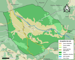 Kolorowa mapa przedstawiająca użytkowanie gruntów.