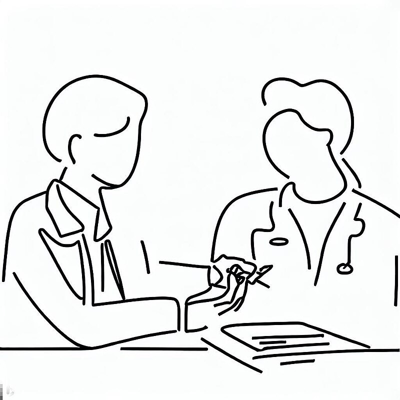 One line drawing young doctor handshake Royalty Free Vector