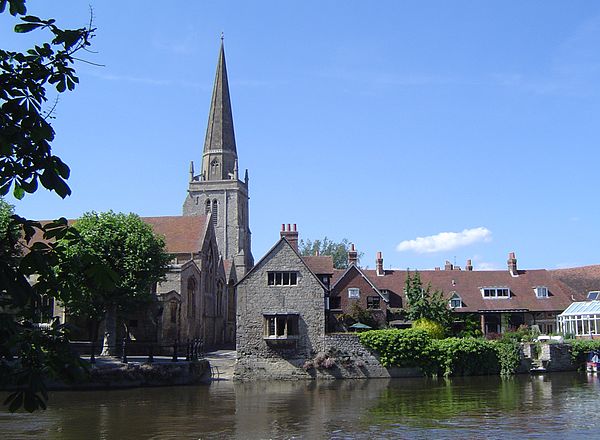 St Helen's parish church from across the Thames