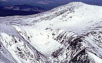 Aerial view of Tuckerman Ravine and Mt. Washington from southeast