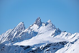 Vue des aiguilles Rouges d'Arolla depuis la Corne de Sorebois.