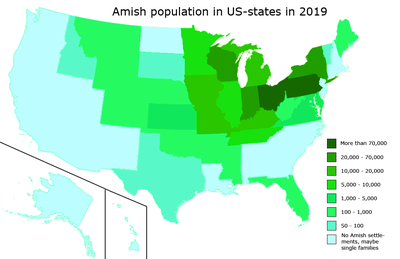 List of U.S. states by Amish population