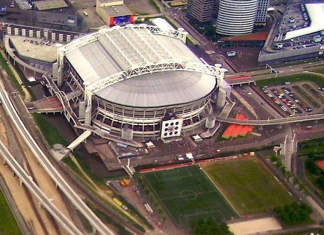 The Johan Cruyff Arena in Amsterdam, with the retractable roof opened and closed