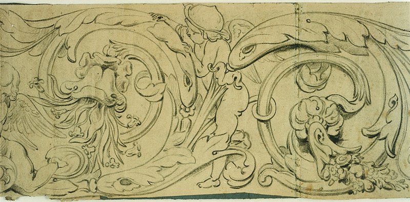 File:Anoniem, Decoratieve strook met rankwerk en putti - Bande décorative avec rinceaux et putti, KBS-FRB (CVH 551D).jpg