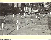 Second World War Australian graves in the cemetery, photographed 1942 Australian graves in the Gaza War Cemetery 1942-02.jpg