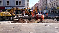 Čeština: Celková rekonstrukce Bělehradské ulice v Praze. Česká republika.