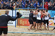 Deutsch: Beachhandball Europameisterschaften 2019 (Beach handball Euro); Tag 6: 7. Juli 2019 – Männerfinale, Dänemark-Norwegen 2:0 (25:18, 19:16) English: Beach handball Euro; Day 6: 7 July 2019 – Men's Final – Denmark-Norway 2:0 (25:18, 19:16)