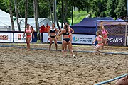 Deutsch: Beachhandball Europameisterschaften 2019 (Beach handball Euro); Tag 1: 2. Juli 2019 – Frauen, Vorrunde Gruppe D, Deutschland-Nordmazedonien 2:0 (26:8, 27:12) English: Beach handball Euro; Day 1: 2 July 2019 – Women Preliminary Round Group D – Germany-North Macedonia 2:0 (26:8, 27:12)