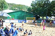 Deutsch: Beachhandball Europameisterschaften 2019 (Beach handball Euro); Tag 1: 2. Juli 2019 – Frauen, Vorrunde Gruppe C, Italien-Griechenland 0:2 (16:28, 10:13) English: Beach handball Euro; Day 1: 2 July 2019 – Women Preliminary Round Group C – Italy-Greece 0:2 (16:28, 10:13)