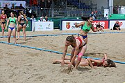 Deutsch: Beachhandball Europameisterschaften 2019 (Beach handball Euro); Tag 2: 3. Juli 2019 – Frauen, Vorrunde Gruppe D, Ukraine-Deutschland 2:0 (23:22, 32:24) English: Beach handball Euro; Day 2: 3 July 2019 – Women Preliminary Round Group D – Ukraine-Germany 2:0 (23:22, 32:24)