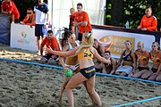 Deutsch: Beachhandball Europameisterschaften 2019 (Beach handball Euro); Tag 4: 5. Juli 2019 – Frauen, Viertelfinale, Niederlande-Griechenland 2:1 (25:12, 18:24, 7:6) English: Beach handball Euro; Day 4: 5 July 2019 – Quarter Final Women – Netherlands-Greece 2:1 (25:12, 18:24, 7:6)