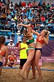 Deutsch: Beachhandball bei den Olympischen Jugendspielen 2018 in Buenos Aires; Tag 7, 13. Oktober 2018; Mädchen, Spiel um Platz Drei – Ungarn-Niederlande 2:0 English: Beach handball at the 2018 Summer Youth Olympics in Buenos Aires at 13 October 2018 – Girls Bronze Medal Match – Hungary-Netherlands 2:0 Español: Handball de playa en los Juegos Olimpicos de la Juventud Buenos Aires 2018 en 13 de octubre de 2018 – Partido por la medalla de bronce femenino - Hungría-Países Bajos 2:0