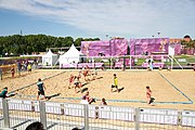 Deutsch: Beachhandball bei den Olympischen Jugendspielen 2018; Tag 3, 9. Oktober 2018; Mädchen, Vorrunde, Gruppe A - Kroatien-Ungarn 0:2 English: Beach handball at the 2018 Summer Youth Olympics at 9 October 2018 – Girls Preliminary Round Group A‎ – Croatia-Hungary 0:2