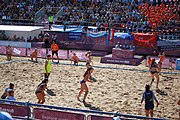 Deutsch: Beachhandball bei den Olympischen Jugendspielen 2018; Tag 3, 10. Oktober 2018; Mädchen, Vorrunde, Gruppe B - Niederlande-Argentinien 2:0 English: Beach handball at the 2018 Summer Youth Olympics at 10 October 2018 – Girls Preliminary Round Group B‎ – Netherlands-Argentina 2:0