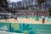 Deutsch: Beachvolleyball bei den Olympischen Jugendspielen 2018; Tag 11, 17. Oktober 2018; Jungen,Finale – Niederlande (Matthew Immers/Yorick de Groot)-Schweden (David Åhman/Jonatan Hellvig) 0:2 (20–22/15–21) English: Beach volleyball at the 2018 Summer Youth Olympics at 17 October 2018 – Final – Netherlands (Matthew Immers/Yorick de Groot)-Sweden (David Åhman/Jonatan Hellvig) 0:2 (20–22/15–21)