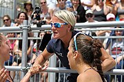 Deutsch: Beachvolleyball bei den Olympischen Jugendspielen 2018; Tag 11, 17. Oktober 2018; Mädchen, Finale – Italien (Claudia Scampoli & Nicol Bertozzi)- Russland (Maria Woronina & Maria Botscharow) 0:2 (19–21/19–21) English: Beach volleyball at the 2018 Summer Youth Olympics at 17 October 2018 – Girls Final – Italy (Claudia Scampoli & Nicol Bertozzi) - Russia (Maria Voronina & Maria Bocharova) 0:2 (19–21/19–21)