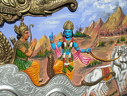 House decoration of Krishna speaking to Arjuna