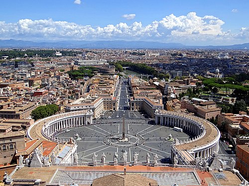 The Abruzzi seen from the cupola of St.Peter's Basilica, Rome (Italy); about 110 km