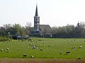 Zicht op Cornwerd met Sint-Bonifatiuskerk