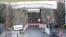 Closed coupure doors in Bremen, Germany in preparation for the storm on 10 February. Bremen, Deichschart, Buntentorsteinweg 2020 geschlossen 2.jpg