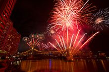 Riverfire in 2012 Brisbane Riverfire 2012 Festival fireworks on Story Bridge (IMG7323).jpg