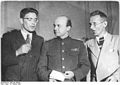 1949:Founding of GDR. Major Mamuntow (middle) vom Sowjetischen Nachrichten Büro (SNB), right: Mr. Prestow