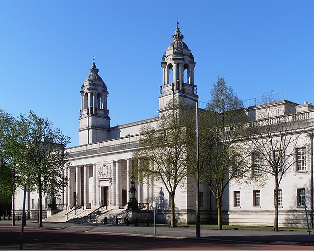 The main entrance to Cardiff Crown Court