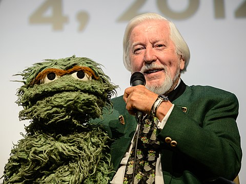 Oscar the Grouch and puppeteer Caroll Spinney