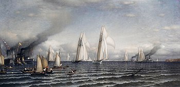 Finish — First International Race for America's Cup, 8. August 1870