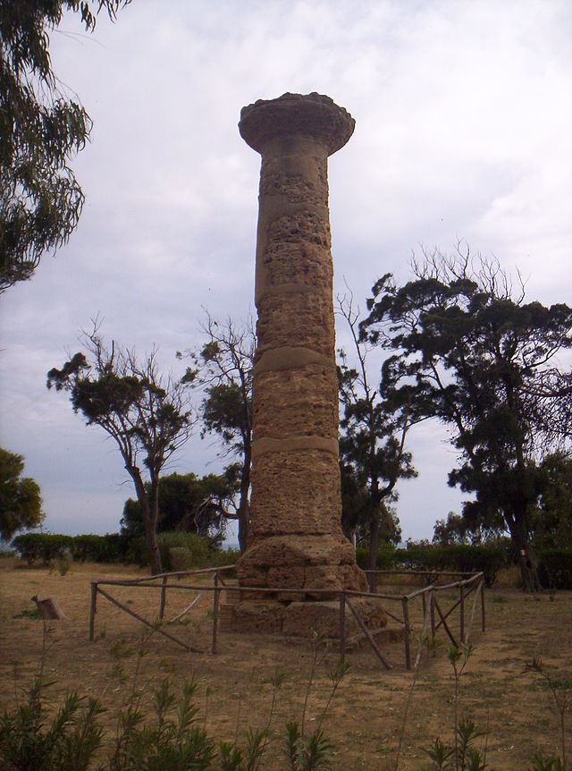 una foto ritraente La colonna dorica simbolo di Gela