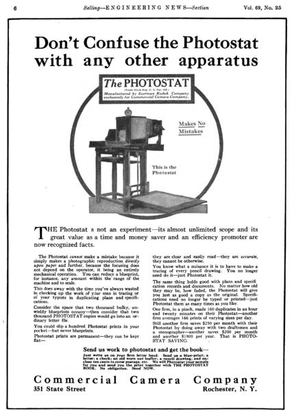 File:Commercial Camera Company Photostat advert in Engineering News v69 n25 1913-06-19.png