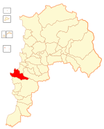 Il comune di Valparaiso sulla mappa della regione di Valparaiso