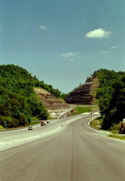 The Burning Fork interchange northeast of Pikeville, in 2005 when 119 was under construction.
