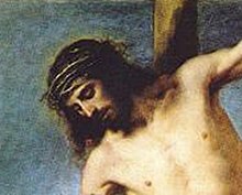 Dettaglio del volto di Cristo rivolto verso San Francesco.