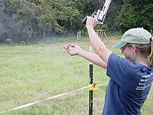 Recoil while firing Smith & Wesson Model 500 revolver Csa04katherine500smith1.jpg