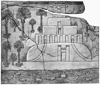 Зображення Етеменанкі на ассирійському барельєфі