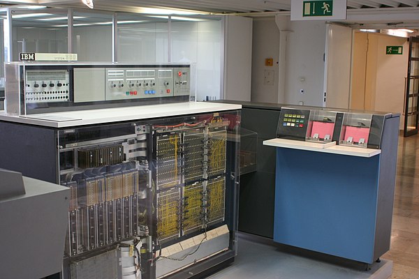 IBM System/360 Model 20 CPU with front panels removed, with IBM 2560 MFCM (Multi-Function Card Machine)